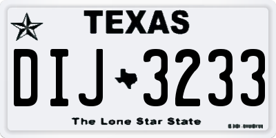 TX license plate DIJ3233