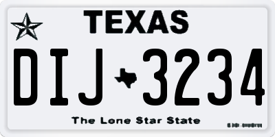 TX license plate DIJ3234