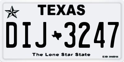 TX license plate DIJ3247