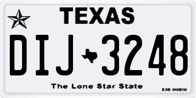 TX license plate DIJ3248