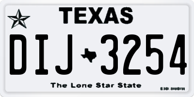 TX license plate DIJ3254