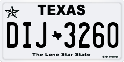 TX license plate DIJ3260