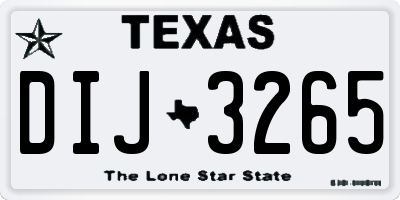 TX license plate DIJ3265