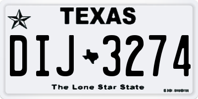 TX license plate DIJ3274