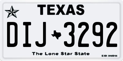 TX license plate DIJ3292