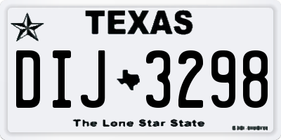 TX license plate DIJ3298