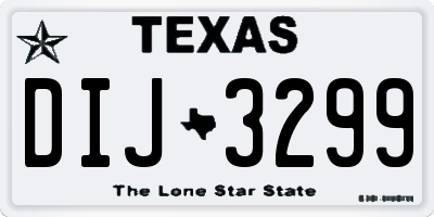 TX license plate DIJ3299