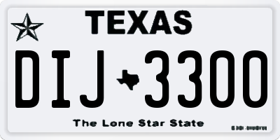 TX license plate DIJ3300