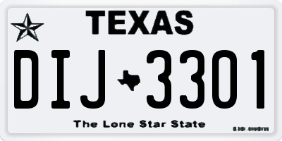 TX license plate DIJ3301