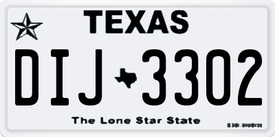 TX license plate DIJ3302