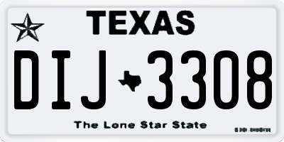 TX license plate DIJ3308