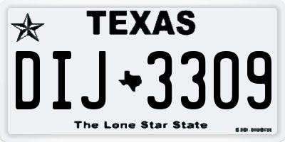 TX license plate DIJ3309