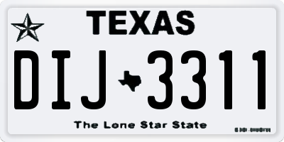 TX license plate DIJ3311