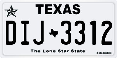 TX license plate DIJ3312