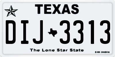 TX license plate DIJ3313