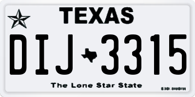 TX license plate DIJ3315