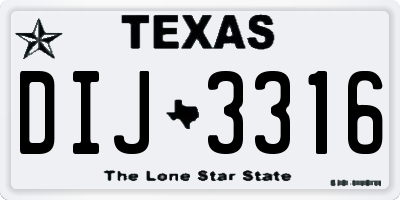 TX license plate DIJ3316