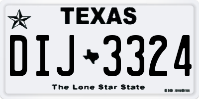 TX license plate DIJ3324