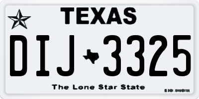 TX license plate DIJ3325