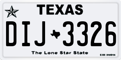 TX license plate DIJ3326