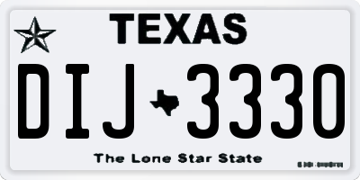 TX license plate DIJ3330