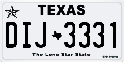 TX license plate DIJ3331