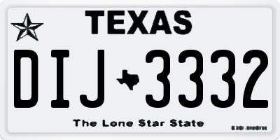 TX license plate DIJ3332