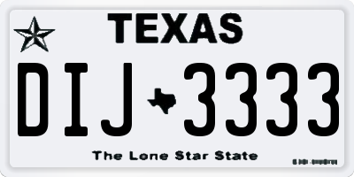 TX license plate DIJ3333