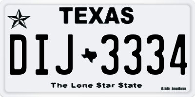 TX license plate DIJ3334