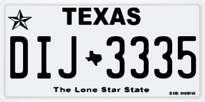 TX license plate DIJ3335