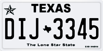 TX license plate DIJ3345