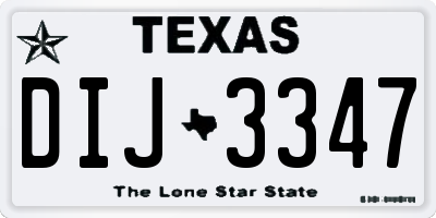 TX license plate DIJ3347