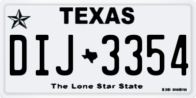 TX license plate DIJ3354
