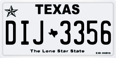 TX license plate DIJ3356