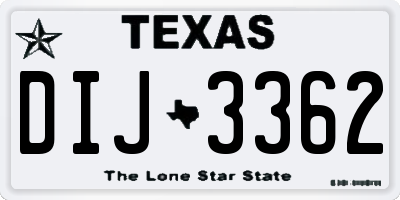TX license plate DIJ3362