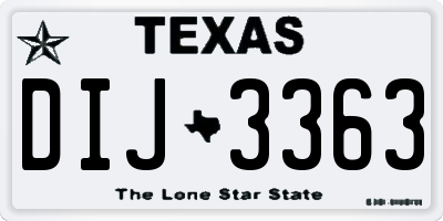 TX license plate DIJ3363