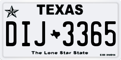 TX license plate DIJ3365