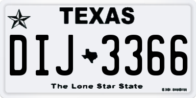 TX license plate DIJ3366