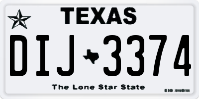 TX license plate DIJ3374