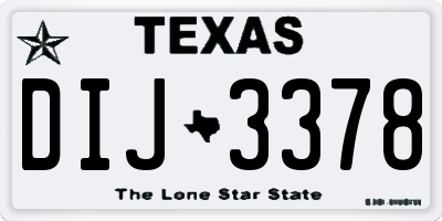 TX license plate DIJ3378