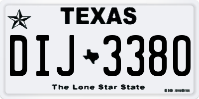 TX license plate DIJ3380