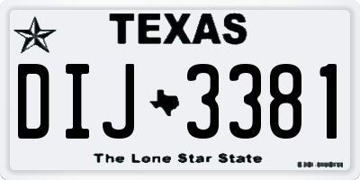 TX license plate DIJ3381