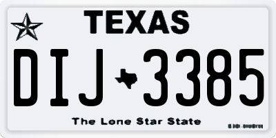TX license plate DIJ3385
