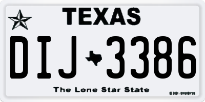 TX license plate DIJ3386