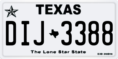TX license plate DIJ3388