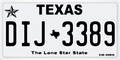 TX license plate DIJ3389