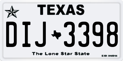 TX license plate DIJ3398