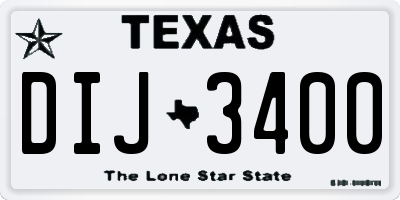 TX license plate DIJ3400