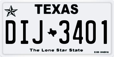 TX license plate DIJ3401