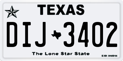 TX license plate DIJ3402